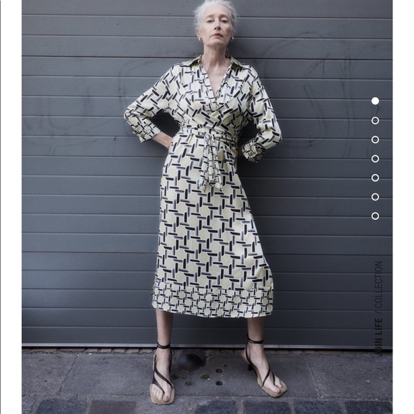 NWT Zara Print Ecru Dress - Picture 2 of 5